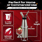 Chef Master (2 Pint / 1 Liter) Stainless Steel Whipped Cream Dispenser - Decorating Tips for Desserts, Latte + Cleaning Brush - Whip Cream Dispenser Canister for Home, Bakery or Restaurant - 90079