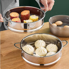 BinaryABC Stainless Steel Dumpling Steamer Basket for Pot,26cm Steamer Insert for Food Veggie Rice Noodle Roll (10.23INCH)