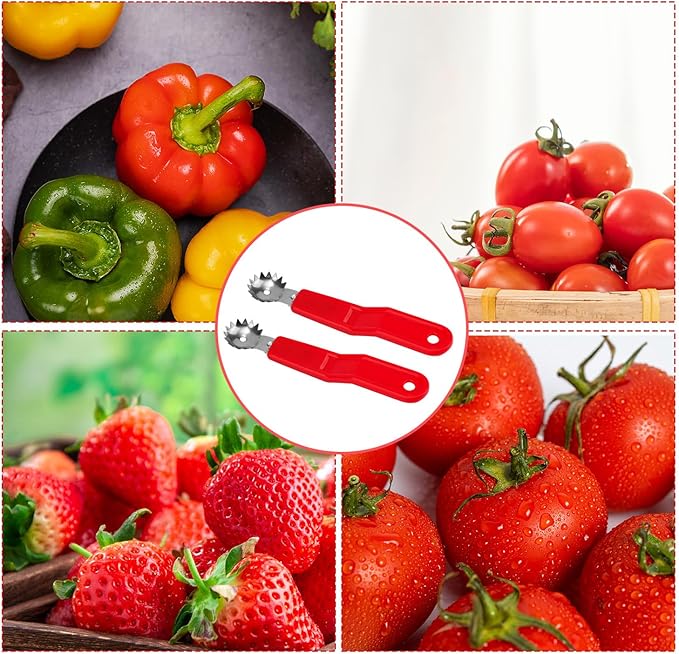 4pcs Tomato Corer Tools, Stainless Steel Strawberry Huller Fruit & Vegetable Stem Remover Practical Kitchen Tool for Dessert & Salad Prep