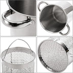 AVLA Asparagus Pot, 4 Quart Stainless Steel Steamer Cooker, Vegetable Asparagus Cooker with Removable Basket and Lid for Pasta, Spaghetti, Boiled Eggs, Shrimp, Oil Deep Fry Pan for French Fries