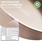 HONGBAKE Nonstick Ceramic 9 Inch Round Cake Pan Set of 2, Heavy-Duty Aluminized Steel round cake pans with Diamond Texture, Non-Toxic Cake Molds, Cake Pans Sets for Baking Cheesecake, Cream, Gold