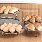 Steamer Basket for Pot, 2PCS 8.7 Inch Round Food Steamers Insert Stainless Steel Steaming Basket Multi-function Steamer Rack Tray with Removable Stand for Vegetable, Dumplings, Fish, Seafood Cooking