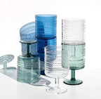 Beaded 14 oz Durable Acrylic Wine Glasses, Shatter-Resistant and Dishwasher-Safe Indoor/Outdoor Drinkware, Glass for Wine, Sangria, and Spritzers - Cobalt Blue - Set of 6