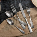 Alata Kate Satin 45-Piece Silverware Set with Utensil-Serving Set,Service for 8,Stainless Steel Flatware Set,Matte Satin Polished Cutlery Set,Dishwasher Safe