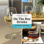 On The Rox Drinks 4 Piece Glass Set Engraved with F Monogram, 11 Ounce