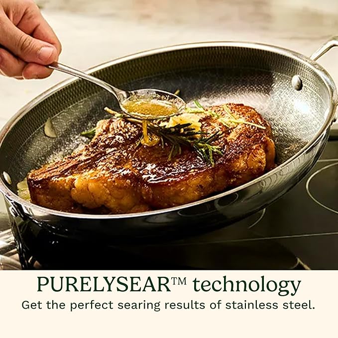 Cuisinart FusionPlus Hybrid Nonstick Stainless Steel Cookware, 12-Inch Everyday Pan with Cover, PFAS-Free PURELYSEAR Ceramic Technology, Scratch Proof, Wide Grip Handles, Dishwasher Safe