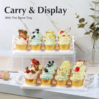 Gencywe Plastic Cupcake Carrier 24 Count, 2-Layer Cupcake Holder Carries with Lid & Handles, Cookie, Cake, Cupcake and Brownie Storage Carrier, Reusable Cupcake Box