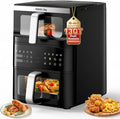 13QT Dual-Basket Air Fryer, Vertical Compact Large Air Fryers with viewing window & Independent Light, 10-in-1 Presets for Home Family, Bake/Grill/Dehydrate/Reheat, Freidora De Aire Dishwasher-Safe