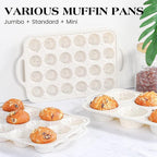 2 Pcs Silicone Muffin Pan for Baking with Metal Frame, Nonstick 12 Cup Regular Size Cupcake Pan, Silicone Muffin Tray for Egg Bites (Cream)