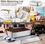 TeamFar Loaf Pans for Baking Bread, 9 x 5 Inch Stainless Steel Bread Loaf Pan with Lid, Meatloaf Pan Tin for Homemade Bread, Brownies, Meal Prep, Storage, Healthy & Dishwasher Safe - Set of 2