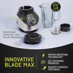 Universal 1500 Peak Watt Turbo Elite Max Blender, 71oz - 9-cup / 2.1 Liter Glass Pitcher, 3 Speed Settings with Powerful 6 Stainless Steel Blades, Premium Blender for Smoothies, Domestic Use