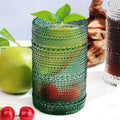 Hobnail-Drinking Glasses 13oz Vintage Glassware Sets Cocktail Juice Glasses Set of 6, Blackish Green