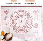 Extra Large Silicone Pastry Mat, Baking Mat with Measurement, Kitchen Counter Mat for Fondant, Rolling Dough, Pie Crust, Pizza and Cookies - Oven Liner Mat/Kneading Matts, 24" x 32", Red
