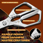 Kitchen Scissors for Food Japanese - Poultry Shears, Japanese All Purpose Heavy Duty for Chicken Wing/Bone, Meat, Quail, Fish, Turkey, Vegetables, Stainless Steel Cooking Aid Scissors, Dishwasher Safe