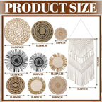 Tatuo 11 Pcs Boho Wall Basket Decor Bulrush Woven Wall Hanging Art Round Farmhouse Rustic Handmade Wicker for Summer Home, Bedroom, Living Room, Kitchen Decorations, Multi Sizes(Flower)