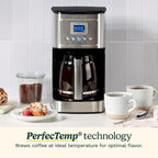 Cuisinart 14-Cup Coffee Maker, Programmable PerfecTemp Glass Carafe Coffee Machine with 1-4 Cup Setting, Brew Strength Control and Pause, Stainless Steel, DCC-3200NAS