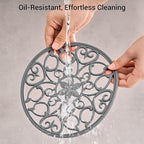 SMARTAKE 6 Set Silicone Trivets, Multi-Use Carved Trivet, Insulated Non-Slip Durable Kitchen Mat, Flexible Modern Kitchen Table Mat, for Hot Dishes, Pots, Dining Countertop, Grey