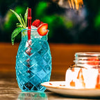 Pineapple Cup - Tiki Glasses for Cocktails - Pina Colada Hurricane Drinking Glasses for Bar Decor Set of 6 - Outdoor Mixed Drink Ice Tea Wine Glass Hawaii Tropical Barware 17 Oz