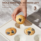 HONGBAKE 2 Pack Nonstick Ceramic Muffin Pan, 12 Cup Muffin tin for Baking, Non-toxic Cupcake Pan, Heavy-duty Aluminized Steel Cupcake Tray with Diamond Texture, Easy To Clean (Cream, 2PCS)