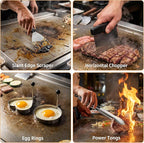 17 PCS Griddle Accessories Kit, Flat Top Grill Accessories Set for Blackstone and Camp Chef, Grill Spatula Set with Enlarged Spatulas, Scraper - Outdoor Barbecue Tools Gifts for Men Dad Him