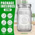 4 Pack 32 oz Wide Mouth Mason Jars with Airtight Lids - Glass Canning Jars for Food Preservation, Storage, Pickling, Crafts & DIY Projects, Durable Quart Glass Jars Dishwasher Safe