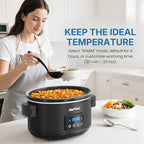 Programmable Slow Cooker with Locking Lid, Portable Multi-Cooker for Family and Gatherings, 8.5 QT Food Warmer with Adjustable Temp, Warmer with Digital Timer, Dishwasher-Safe, Black