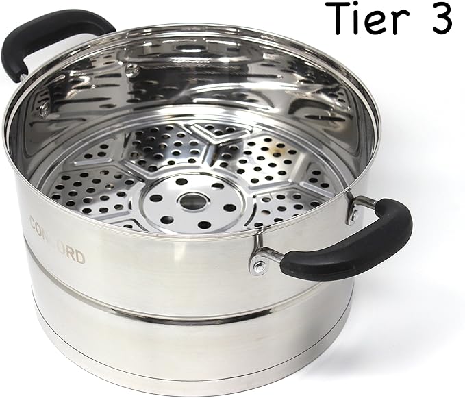 CONCORD 3 Tier Premium Stainless Steel Steamer Set (26 CM)