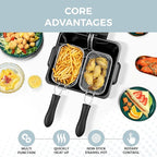 Alpha Living Electric Deep Fryer – 4.5L Deep Fryer with Basket with 2-Quart and 4-Quart Baskets – High-Grade Stainless Steel – Temperature Control and Timer – Ideal for Fried Chicken, Fries