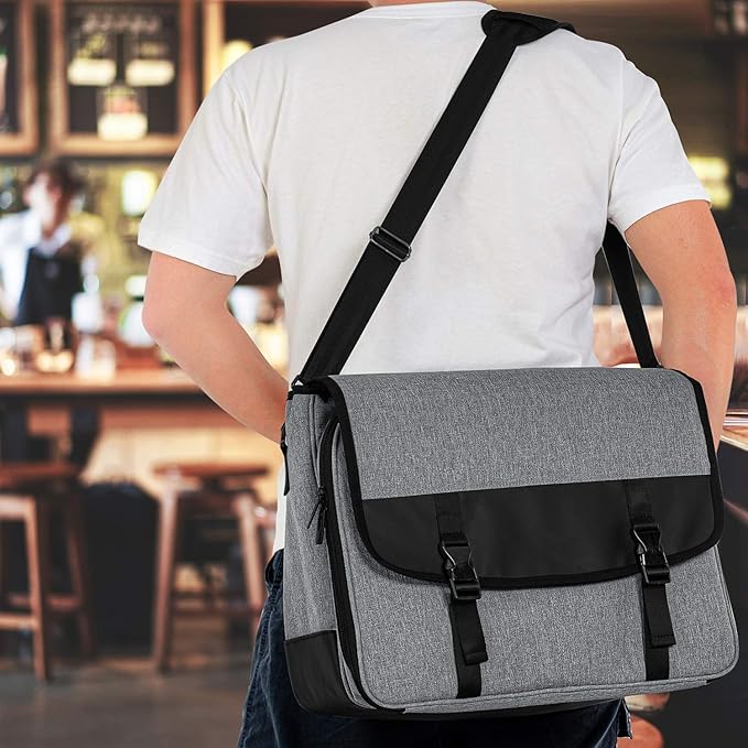 CURMIO Bartender Bag, Travel Bag for Bar Tools Set, Bartender Kits Storage with Padded Compartments for Wine Bottles, for Home Indoor Outdoor Patio Party, Gray (Bag ONLY)