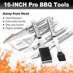 Dad Gifts, Dad Birthday Gifts from Daughter Son Heavy Duty Grilling Accessories Kit for Backyard BBQ, Thick Stainless Steel Grill Utensils with Non-Slip Handle Tool for Man on Christmas