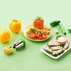 Chef'n 2-in-1 Bell Pepper and Jalapeno Corer Set, Nested Design for Easy Storage, Effortless De-Seeding, and Quick Food Prep