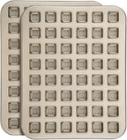 Beasea Square Mini Brownie Bite Pan, 2 Pack 48 Mini Small Tiny Cup All Edges Non Stick Square Cupcake Baking Sheet Tin Tray Carbon Steel Bakeware Individual Muffin Baking Pan - Gold