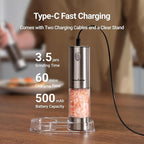 ThermoMaven Electric Salt and Pepper Grinder Set, 110ml Larger Rechargeable Automatic Salt and Pepper Mill Grinder with 6 Adjustable Coarseness, Electric Salt and Pepper Shakers, LED, Matcha