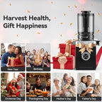 Cold Press Juicer, ORMEO HOME Masticating Juicer Machines with 5.0"Large Feed Chute Fit Whole Vegetables & Fruits, with Pulp Seperation, 99.6% Juice Purity, Quiet Motor, Easy to Clean,BPA Free