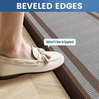 KitchenClouds [2 PCS Kitchen Rugs Cushioned Anti-Fatigue Kitchen Mats for Floor Waterproof Kitchen Rug Set Non-Slip Comfort Standing Mat for Office, Sink, Laundry 17.3"×29"+17.3"×47",Chocolate