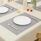 Leetaltree Lunar Grey Placemats Set of 6 - Heat Resistant Non-Slip Place mats for Dining Table, Washable Durable PVC Vinyl Woven Table Mats（Lunar Grey, 6）