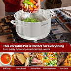 SUNHOUSE Stainless Steel Stock Pot - 13 Quart Heavy-Duty Induction Cooking Pot with Visible Lid for Pasta, Soup, Spaghetti - Nonstick Thick-Bottom Deep Stockpot for Canning, Boiling, and Simmering
