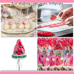 Yinkin Cake Pop Mold Sticks and Wrappers Cake Pop Kit Set Include 100 Parcel Bags 100 Papery Treat Sticks Metallic Twist Ties Scooper Ball Maker Lollipop Tools for Candy Chocolates and Cookies(Black)