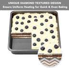 Tiawudi Square Cake Pan, Nonstick Baking Pan for Bread or Brownie, 9x9 Inch Bakeware with Diamond Texture Pattern, Set of 2