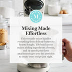 Martha Stewart  Tilt-Head Stand Mixer, 12 Speed, 5.3QT Stainless Steel Bowl, Splash Guard with Pour Chute, Whisk, Dough Hook, Flat Beater, Electric Kitchen Baking Mixer, Bread, Cake, Whip, Linen White