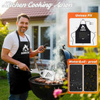 ROMANTICIST 26pcs Stainless Steel Grill Tool Set, Heavy Duty BBQ Grilling Accessories Gifts for Men Dad, Non-Slip Grill Utensils Kit with Apron, Thermometer, Mats in Aluminum Case for Christmas Black
