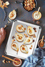 P&P CHEF 12.5 Inch Baking Cookie Sheet, Oven Pan Tray Stainless Steel Sheet Pan for Kitchen, Oven Bakeware for Multi Uses, Shiny Look & Dishwasher Safe, Healthy & Heavy Duty, 4Pcs