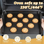 Baking Sheet Set of 2-17" x 11" x 0.5" Carbon Steel Cookie Sheet for Baking, Nonstick Baking Pan with Dual Handles, Rust & Warp Resistant, Perfect for Baking, Roasting, and More
