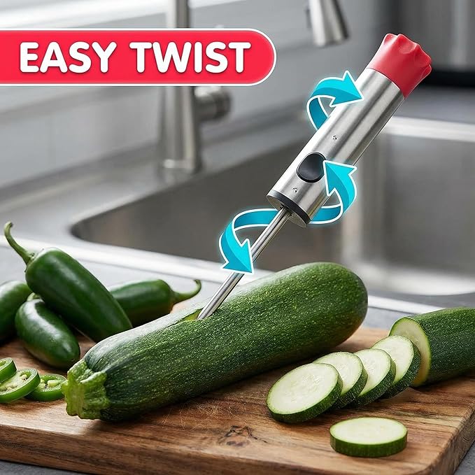 1-Pack Fruit & Vegetable Corers Kitchen Corer Tool, Zucchini & Jalapeno Corer Tool, Fruit & Vegetable Pitters
