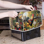 JEOCODY Sunflower Rooster Toaster Oven Covers for Kitchen Polyester Fabric Quilted Toaster Appliance Dust-proof Cover for Small Appliance Dust Cover and Fingerprint Protection Stain Resistant Bag