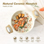 SENSARTE Ceramic Nonstick Stock Pot with Lid, 4.5+6.6 QT Soup Pot Set Casserole Pot, Non-toxic Healthy Pasta Pot, Large Cooking Pot Stew Pot, Induction Compatible, PFOA PFAS PTFE Free, White