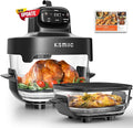 Kismile Glass Air Fryer, Upgraded 5-in-1 Portable Air Fryer with Dual Glass Bowls, 4.7QT & 2.6QT Containers & Lids, Adjustable Temp & Time, Freezer & Dishwasher Safe, Bake, Air Fry, Keep Warm & Crisp