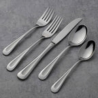 Oneida Silverware Set For 8, Satin Sand Dune 45-Piece Everyday Flatware Set with Serving Utensils, Service For 8, 18/0 Stainless Steel Silverware, Knives Spoons and Forks (Silver, 45 Piece)