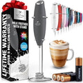 Zulay Kitchen Patented Tornado Triple Whisk Milk Frother with 4 Duracell Batteries – Handheld Foam Maker for Coffee, Lattes, Matcha & Hot Chocolate – Rich, Creamy Froth in Seconds - Onyx Gray