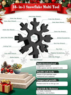 18-in-1 Snowflake Multi Tool – Stainless Steel with Bottle Opener & Wrench,Compact EDC Tool for Camping,Fishing,Hiking, Stocking Stuffers,Gifts for Men,Dad,Husband (Silver + Black)